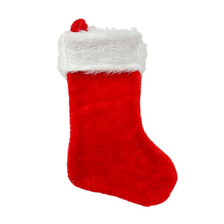 Wonderland Novelty Plush Christmas Stocking Red 45cm, , hi-res