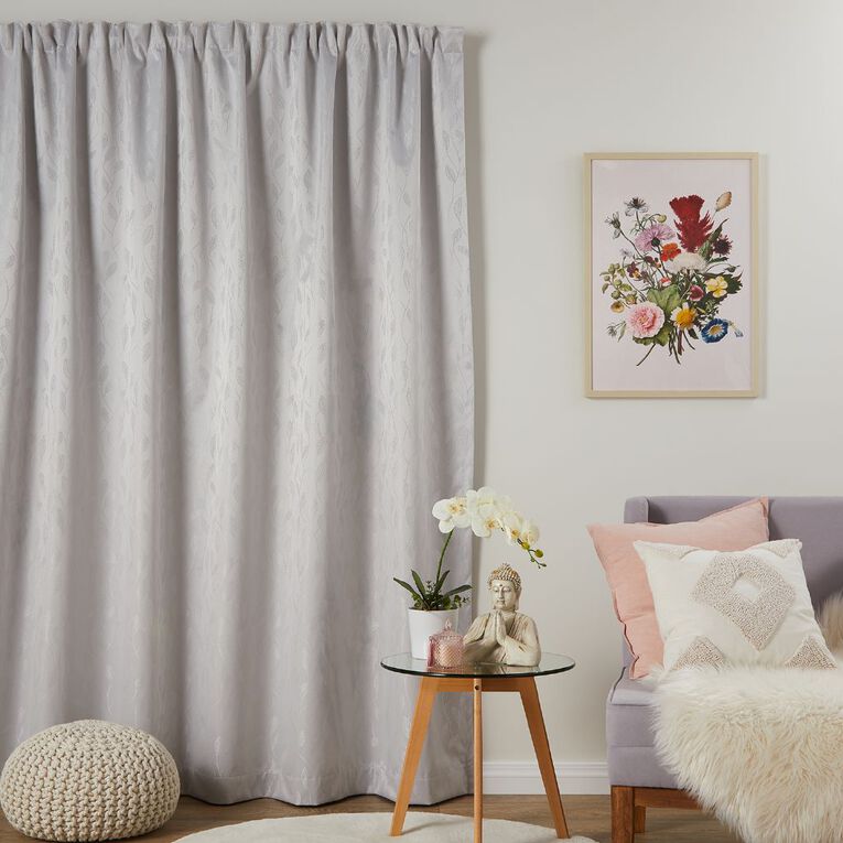 Living & Co Willow Curtains Grey 150-230cm Wide/205cm Drop, Grey, hi-res
