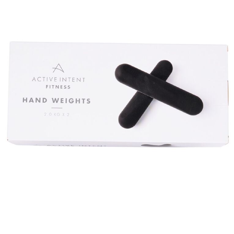 Active Intent Fitness Silicone Hand Weights 2kg Black 2 Pack, , hi-res