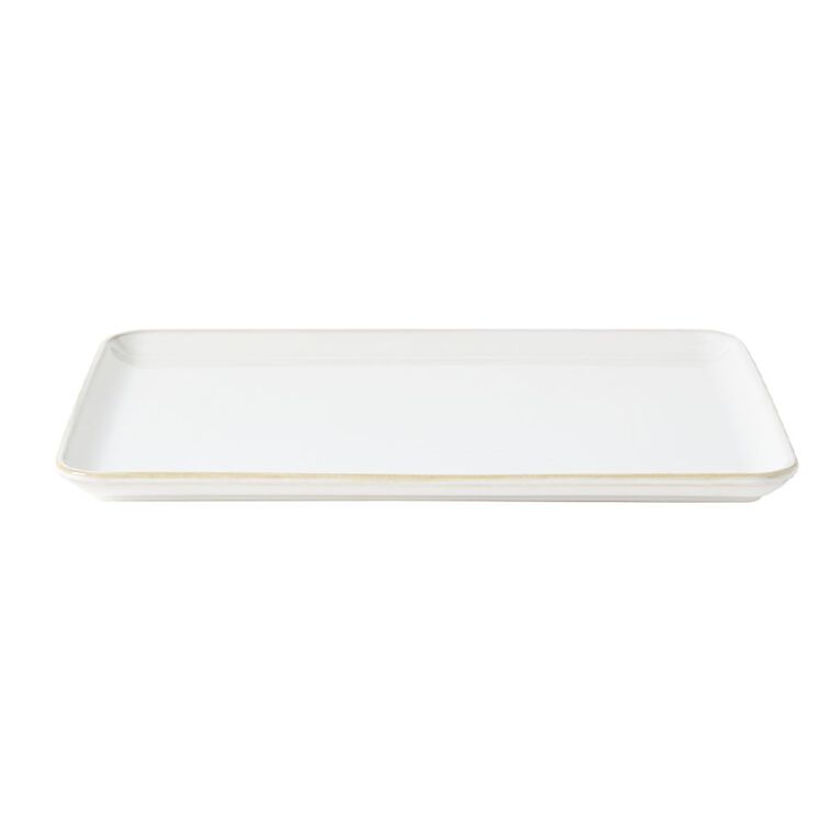 Living & Co Ella Reactive Glaze Rectangular Platter Ivory 39cm, , hi-res