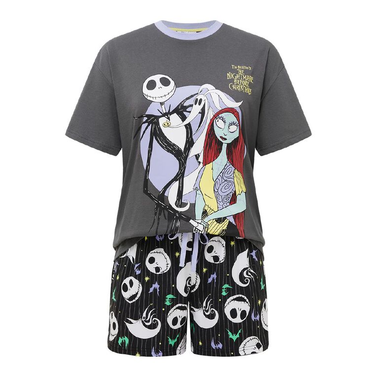 Nightmare Before Christmas Boxy Tee & Shorts Pyjama Set, Black, hi-res