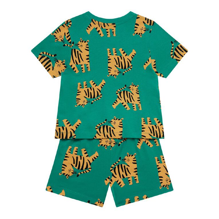 H&H Boys' Tee and Shorts Pyjama Set, Green Mid, hi-res