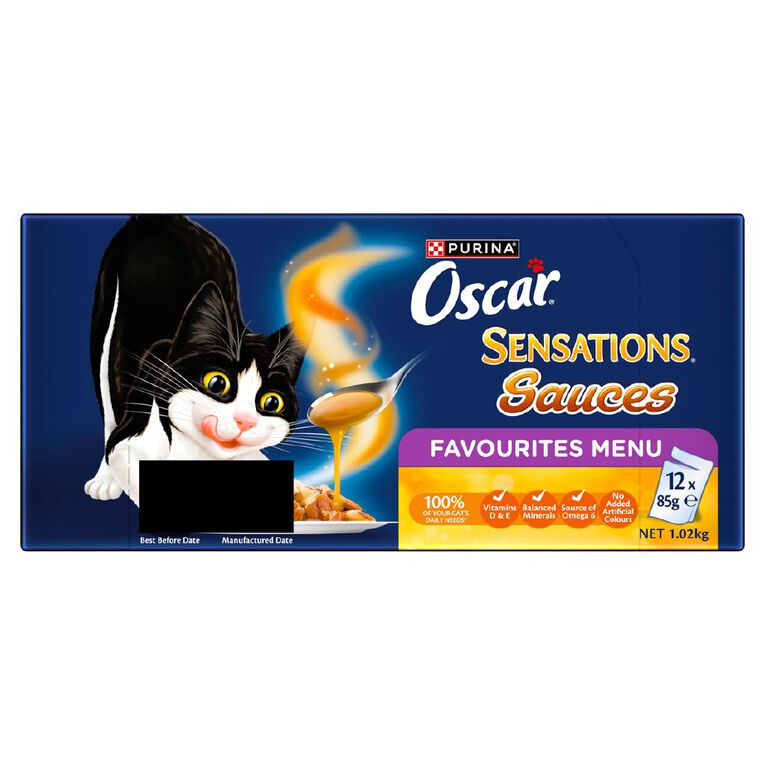 Oscar Sensations Sauces Favourites Menu Wet Cat Food 12 x 85g, , hi-res