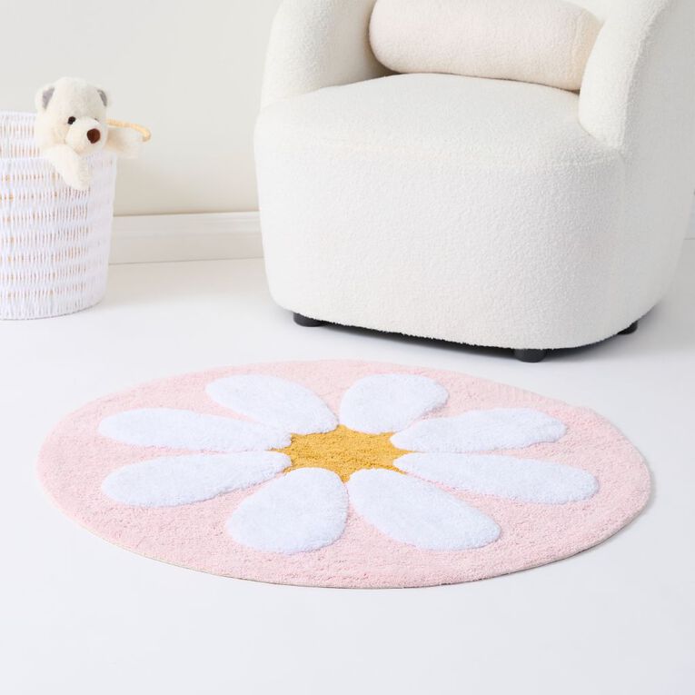 Living & Co Kids Flower Rug 90cm Multi-Coloured, , hi-res