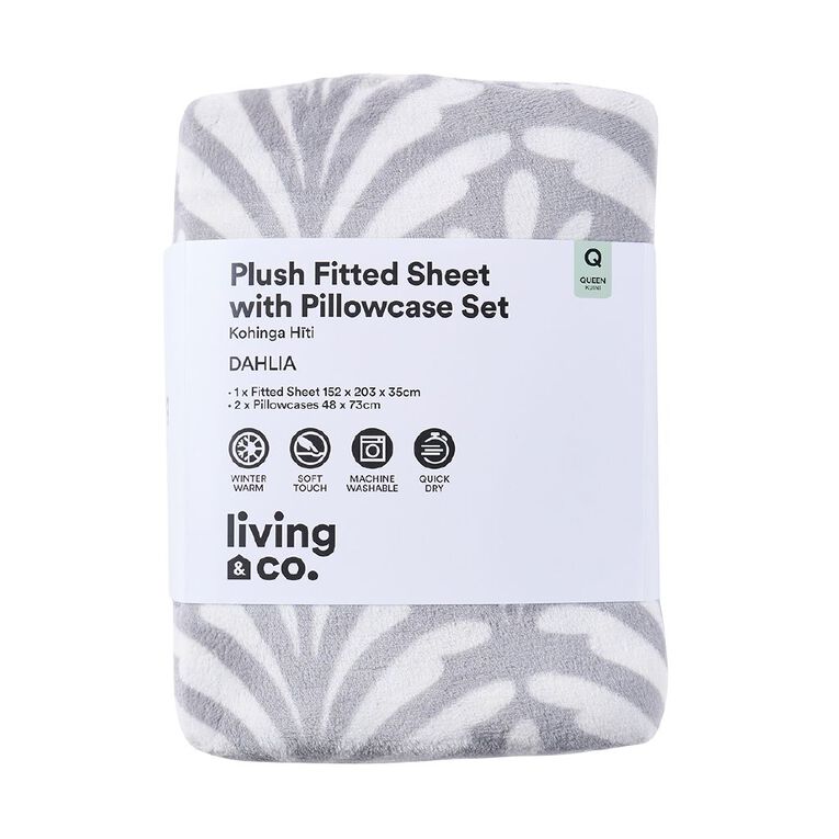 Living & Co Plush Flannel Sheet Set Navy Queen, , hi-res