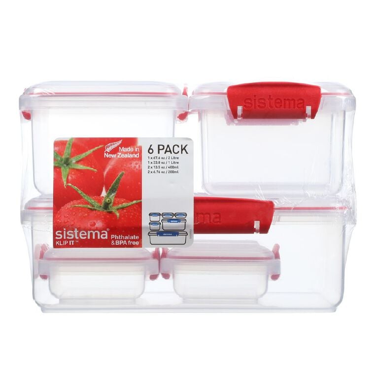 Sistema Klip it Red Essentials 6 Pack Clear Clear 6 Pack, , hi-res