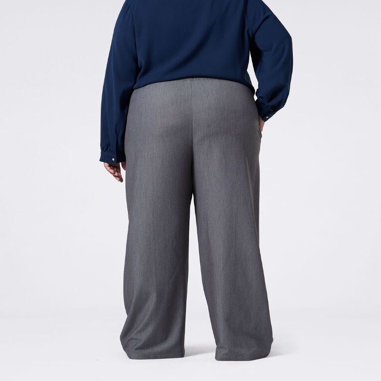 H&H Curve Women's Pintuck Wide Leg Suit Pants, Charcoal/Marle, hi-res