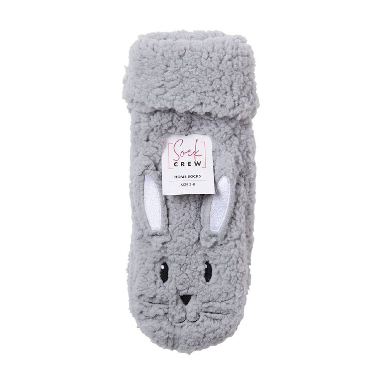 Sock Crew Women's Animal Sherpa Sock 1 Pack, Grey, hi-res