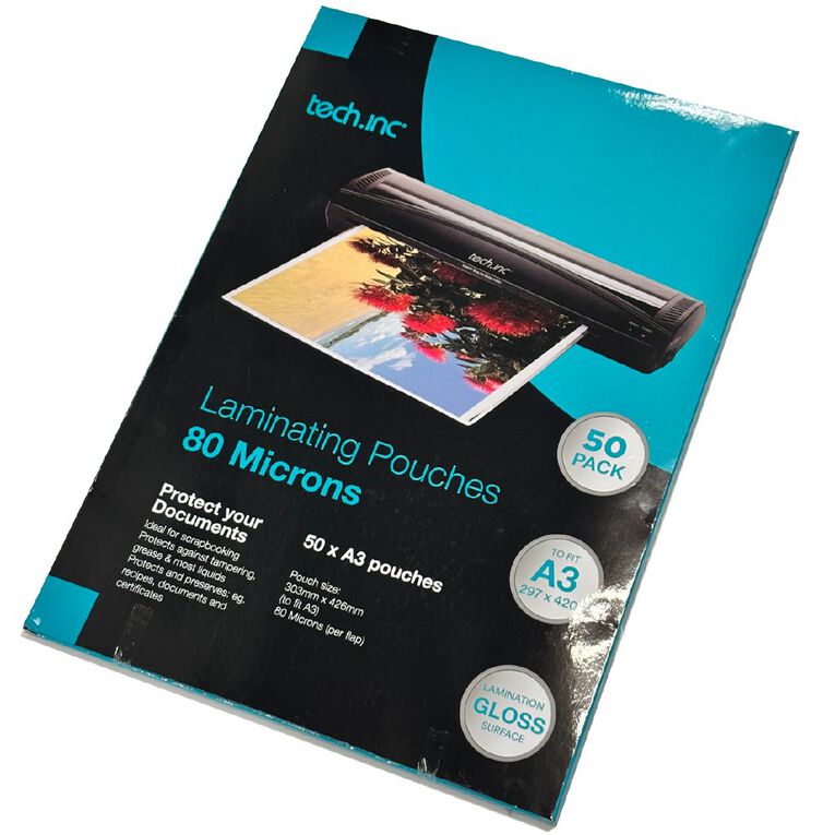 Tech.Inc Hot Laminating Pouch 80 Microns A3 50 Pack, , hi-res