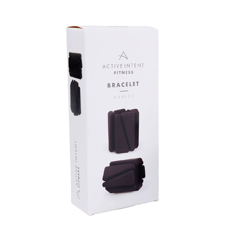Active Intent Fitness Silicone Weight Bracelet 0.9kg Black 2 Pack, , hi-res