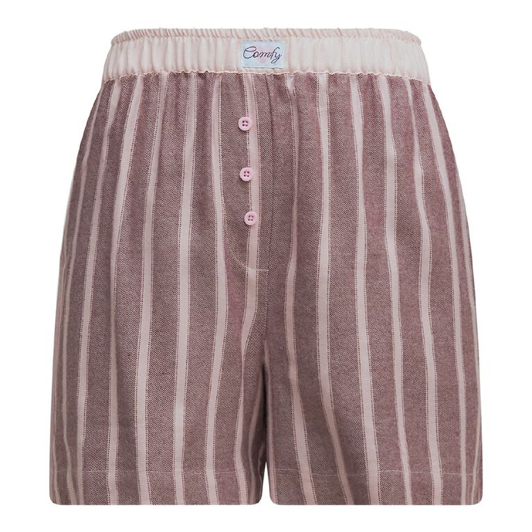 H&H Women's Boyfriend Flanelette Sleep Shorts, Red Mid, hi-res