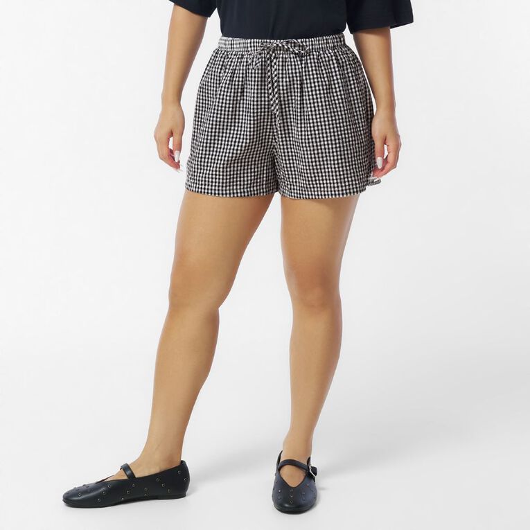 H&H Women's Seersucker Everyday Shorts, Black, hi-res