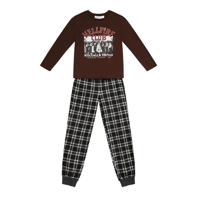 Stranger Things Boys' Jersey and Flanelette Pyjama Set, Brown Dark, hi-res