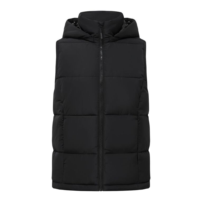 Active Intent Women's Hood Puffer Vest, Black, hi-res