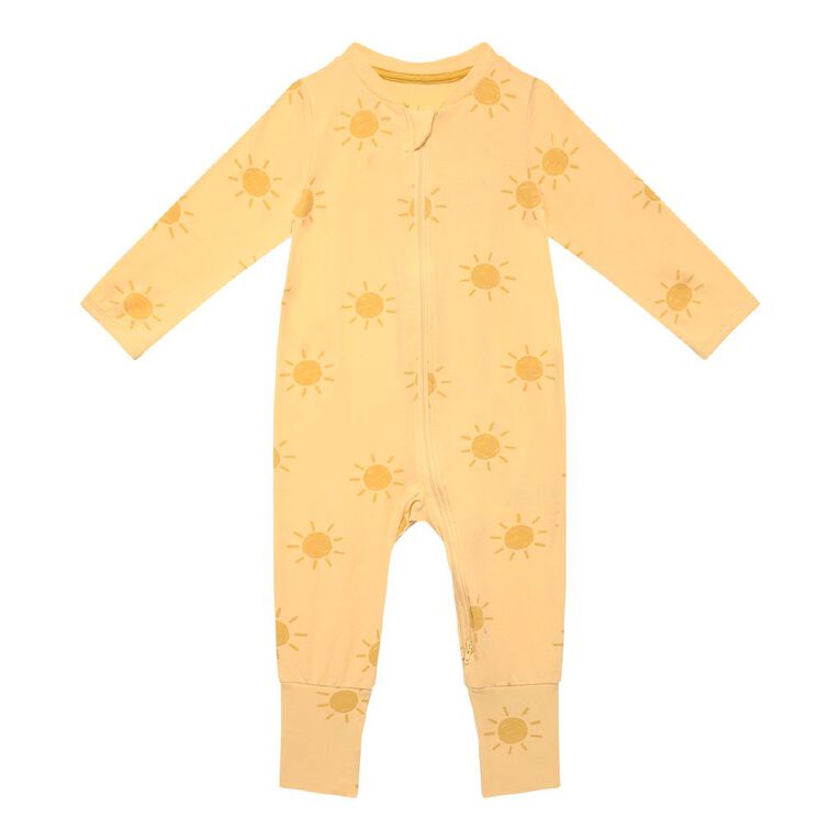 Young Original Babies' Zip-Thru Footless All-in-One, Yellow Light, hi-res