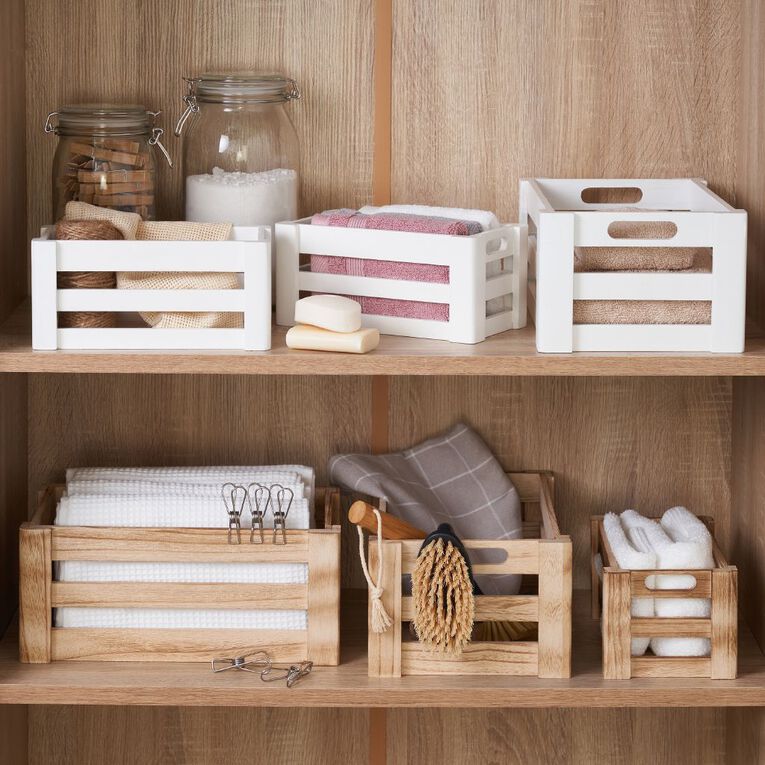 Living & Co Wooden Crate Large Natural, , hi-res