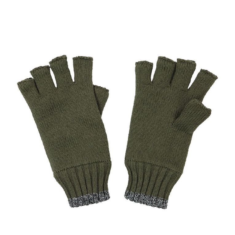 Rivet Men's Stripe Fleck Half Finger Gloves, Khaki, hi-res