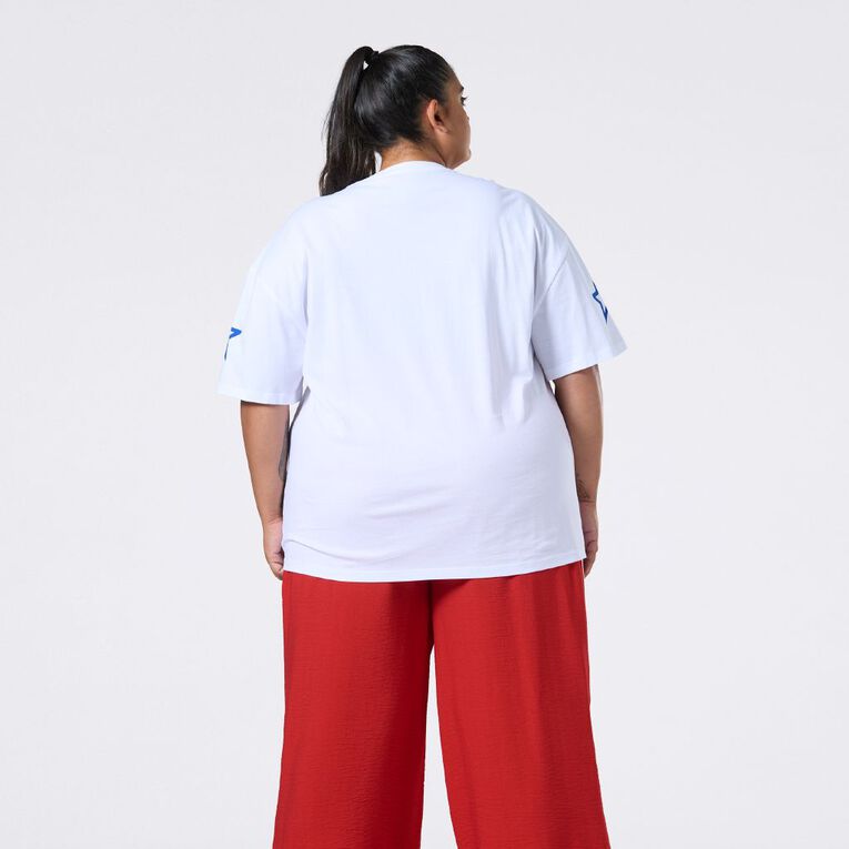 H&H Curve Women's Short Sleeve Oversized Graphic Tee, White, hi-res