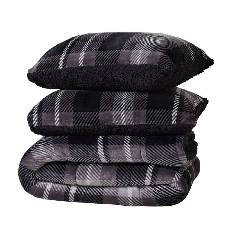 Living & Co 3 Piece Comforter Set Sullivan Grey King, , hi-res
