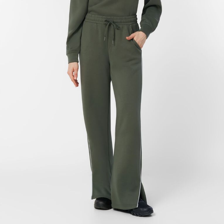 Active Intent Women's Scuba Wide Leg Pants, Green Mid, hi-res