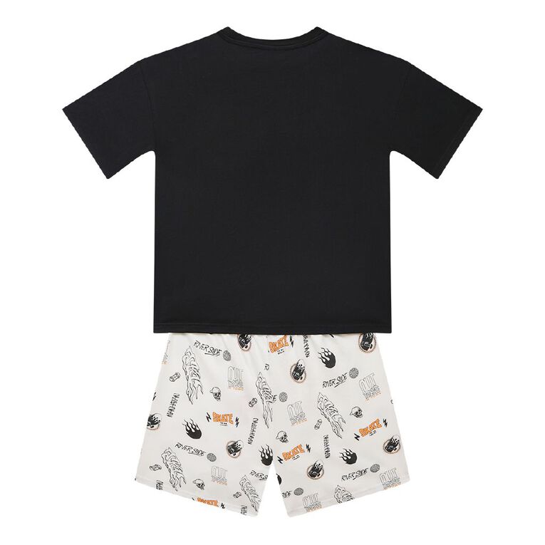 H&H Boys' Tee and Shorts Pyjama Set, Black, hi-res
