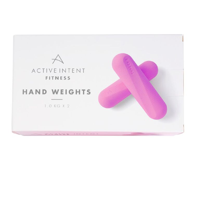 Active Intent Fitness Hand Weights 1kg Pink 2 Pack, , hi-res