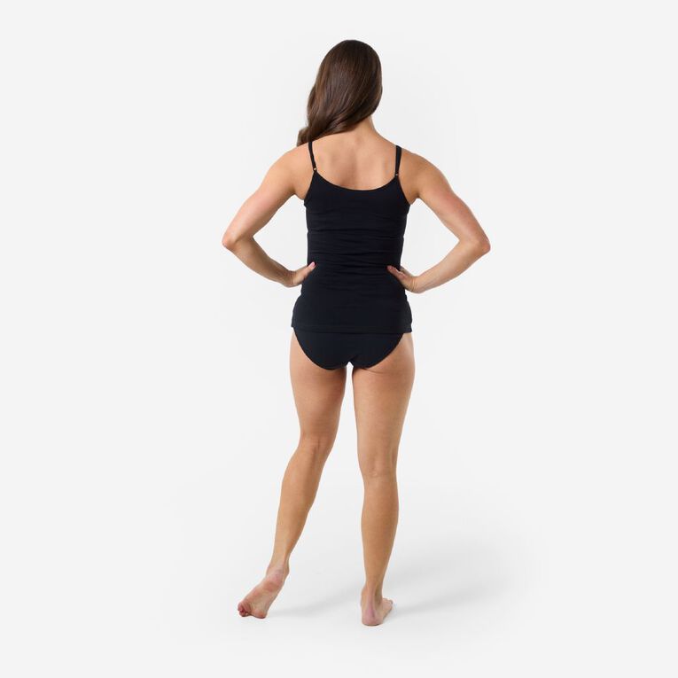 Women's Control Singlet, Black, hi-res