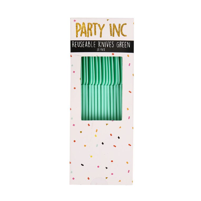 Party Inc Reuseable Knives Green 20 Pack, , hi-res