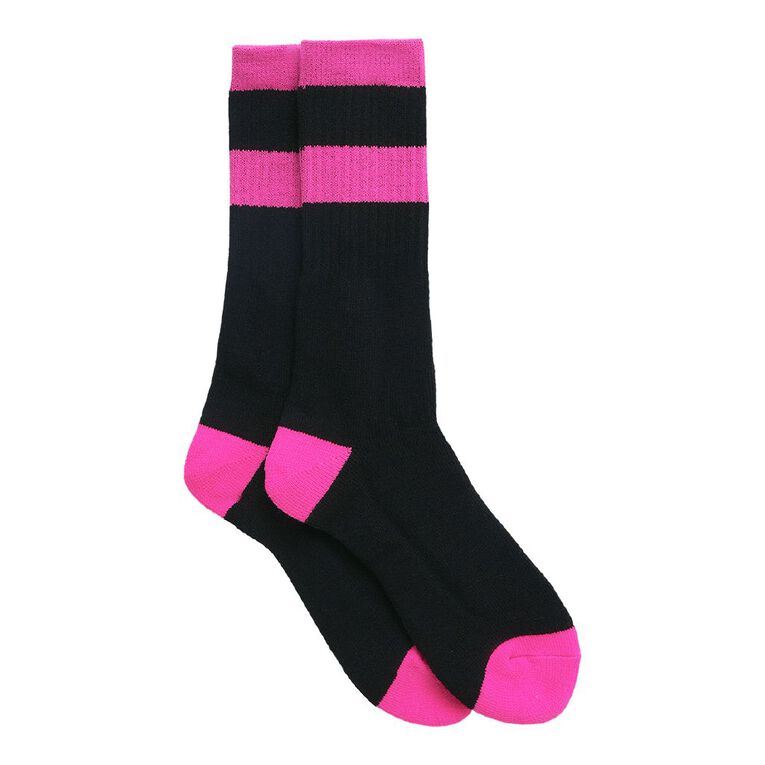 Rivet Women's Work Crew Socks 2 Pack, Black/Pink, hi-res