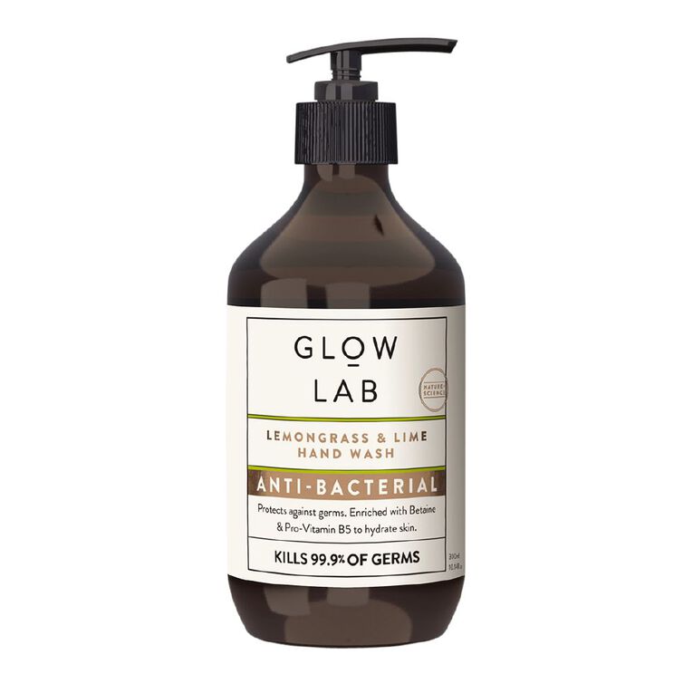Glow Lab Antibacterial Lemongrass & Lime Hand Wash Pump 300ml, , hi-res