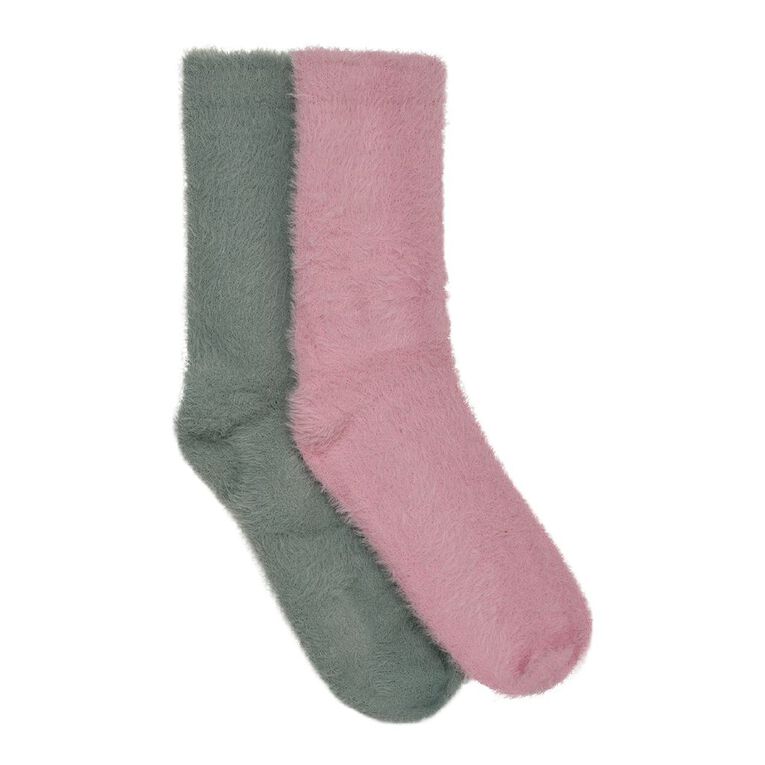 H&H Womens' Super Soft Bedsocks 2 Pack, Pink Mid, hi-res