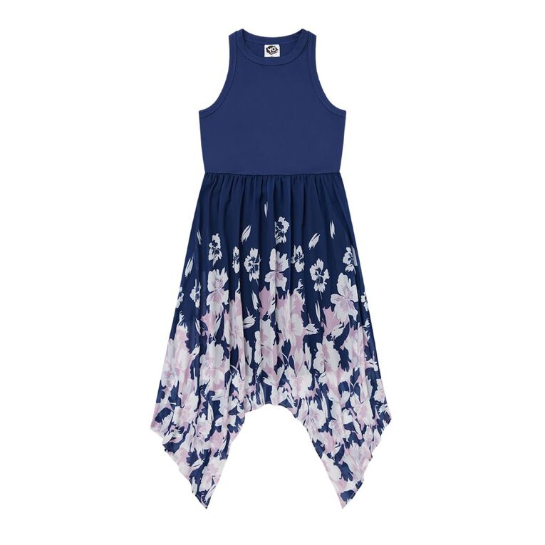 Young Original Chiffon Hanky Hem Dress, Blue Dark, hi-res