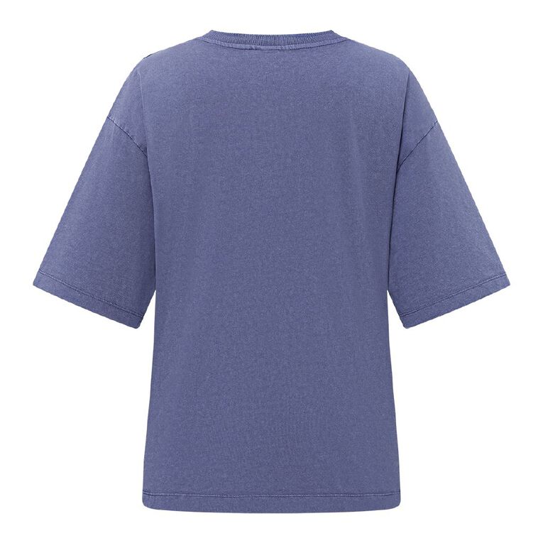 H&H Women's Short Sleeve Slouchy Sports Tee, Blue Mid, hi-res