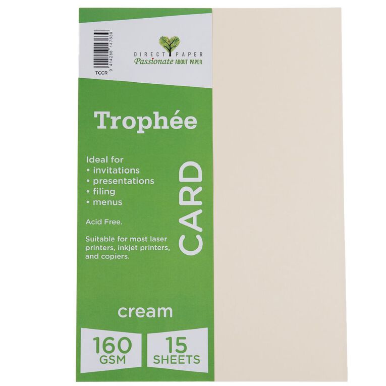 Trophee Card 160gsm 15 Pack Cream A4, , hi-res