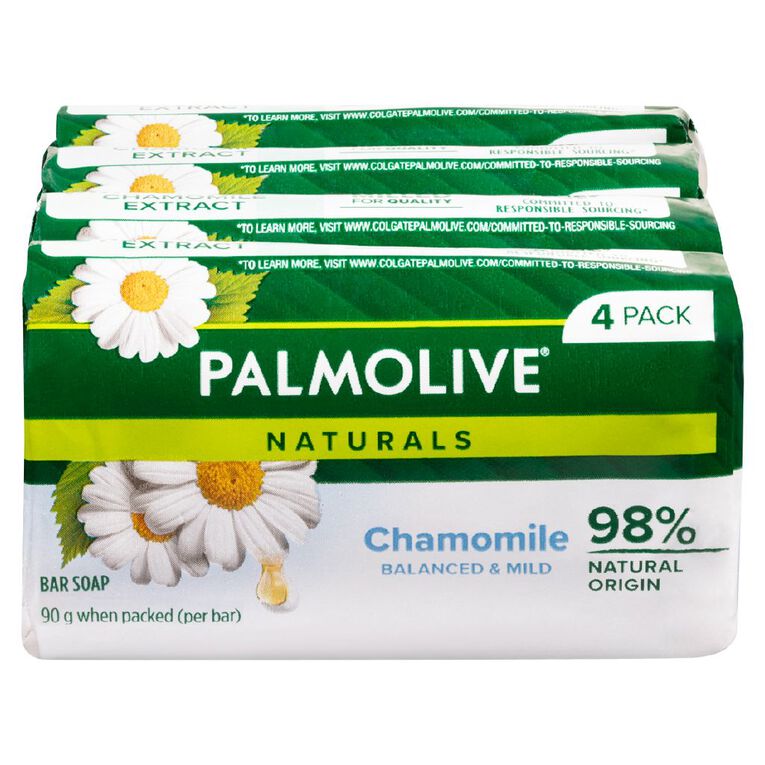 Palmolive Naturals Chamomile Balanced & Mild Soap 90g 4 Pack White, , hi-res