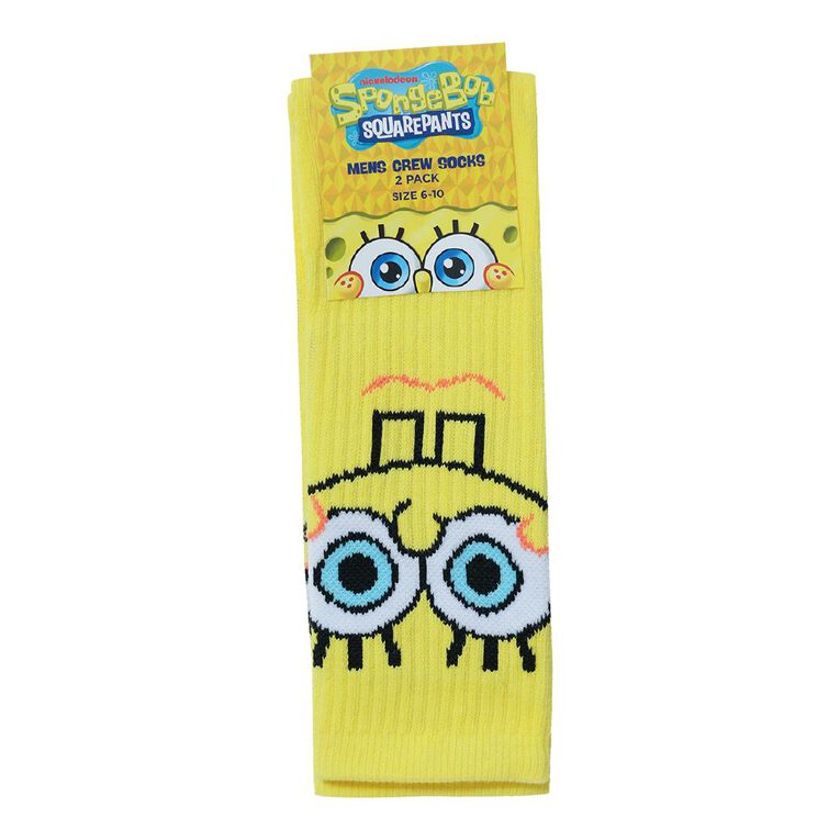 SpongeBob Rib Crew Socks 2 Pack, Orange, hi-res