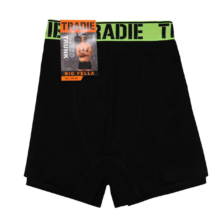 Tradie Big Fella Trunks 3 Pack, Black, hi-res