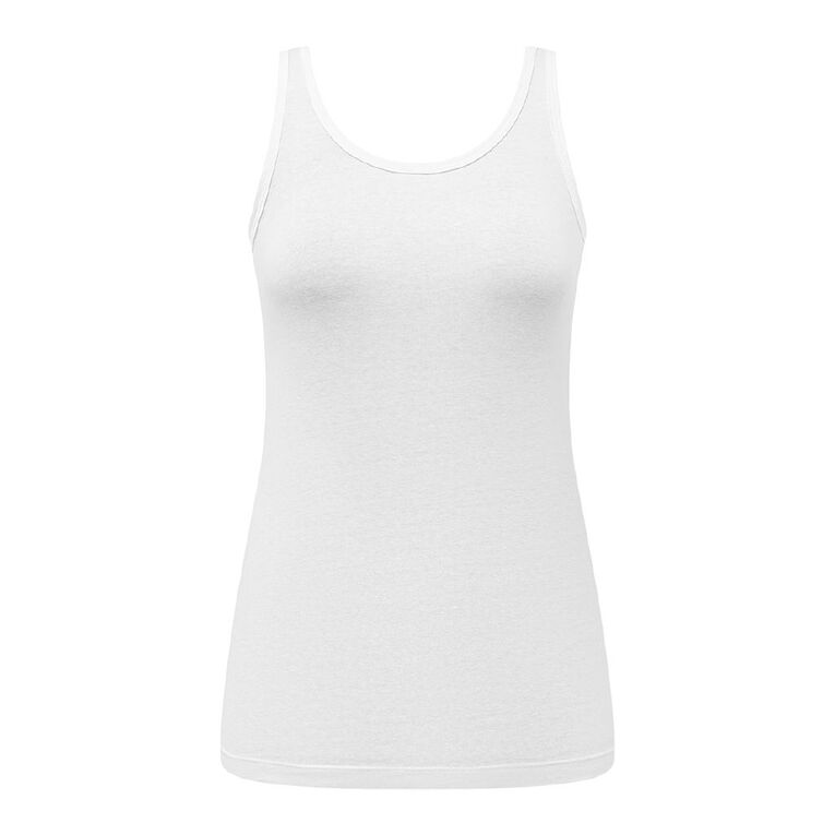 H&H Women's Essential Stretch Longline Tank, White, hi-res