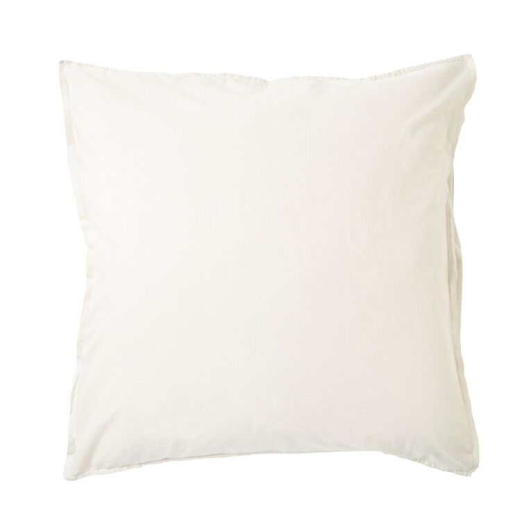 Living & Co 100% Washed Cotton Euro Pillowcase Natural One Size, , hi-res