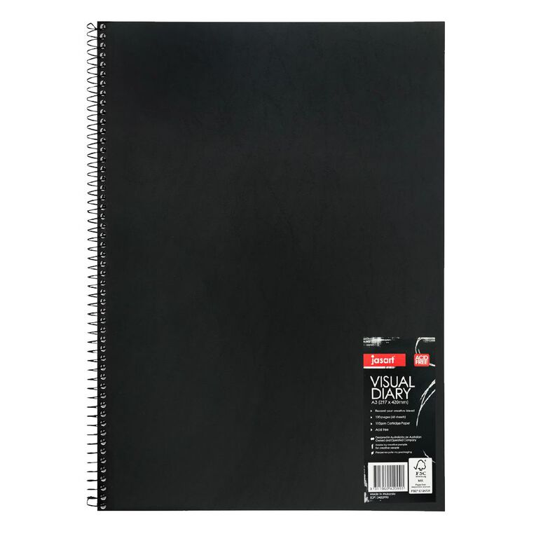Jasart Visual Diary 110GSM Black A3, , hi-res
