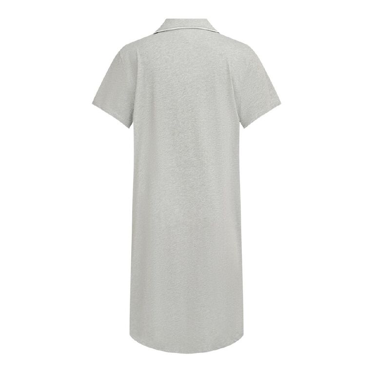 H&H Women's Knit Button Front Nightie, Grey Marle, hi-res