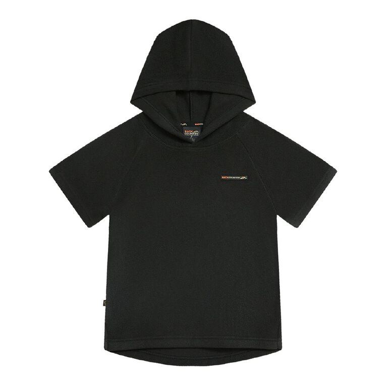 Back Country Kids' Fleece Short Sleeve Hoodie, Black SOLID, hi-res