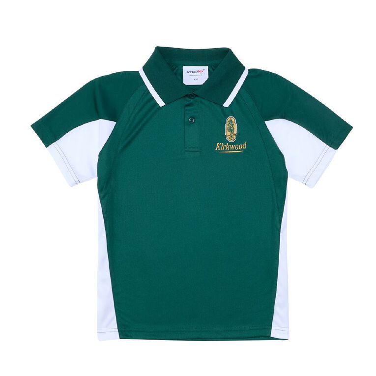 Schooltex Kirkwood Intermediate PE Polo with Embroidery, Forest/White, hi-res