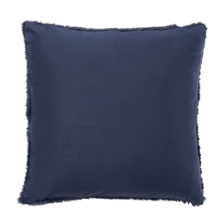 Living & Co Cushion Faux Fur Bunny Navy 43cm x 43cm, , hi-res