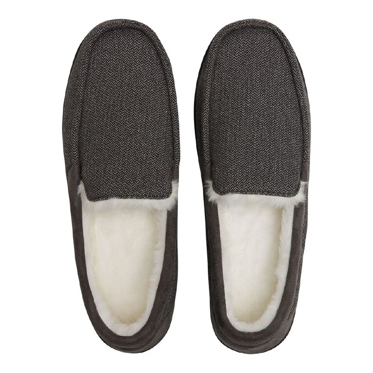 H&H Men's Harold Moccasin Slippers, Grey, hi-res