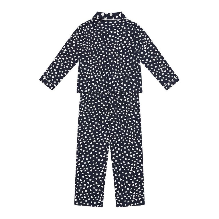 H&H Girls' Comfy Button Up Pyjama Set, Blue Dark, hi-res
