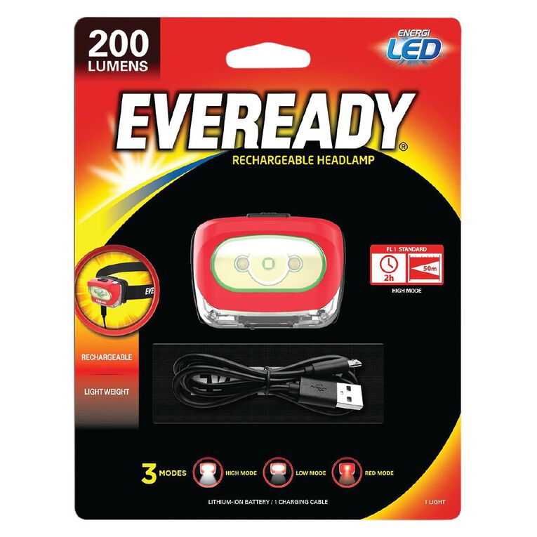 Eveready Recharge Headlight 200 Lumens, , hi-res
