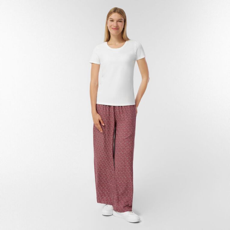 H&H Women's Shirred Waist Wide Leg Pants, Pink Mid, hi-res