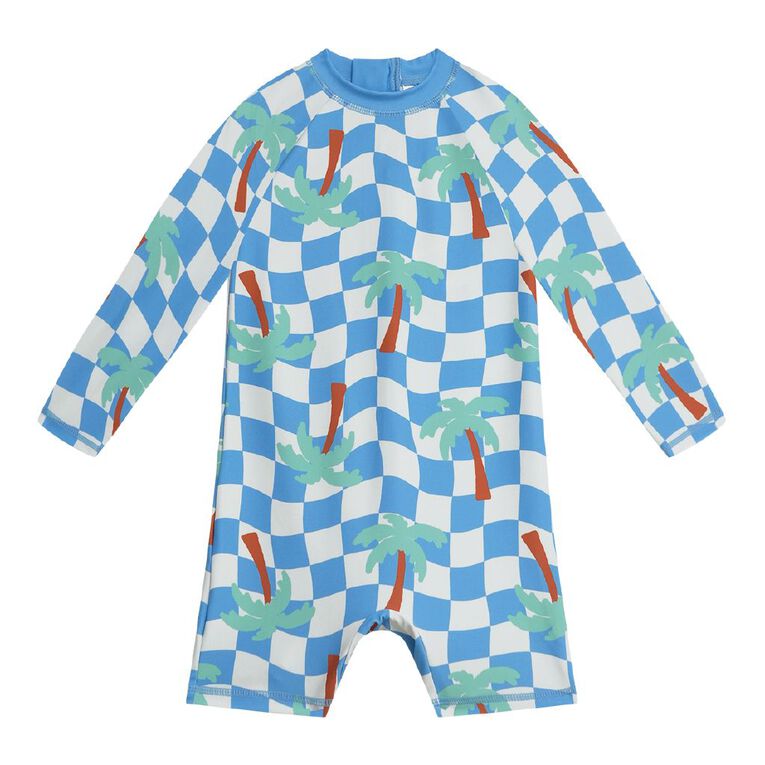 Young Original Toddler Long Sleeve Printed Rash Suit, Blue Mid, hi-res