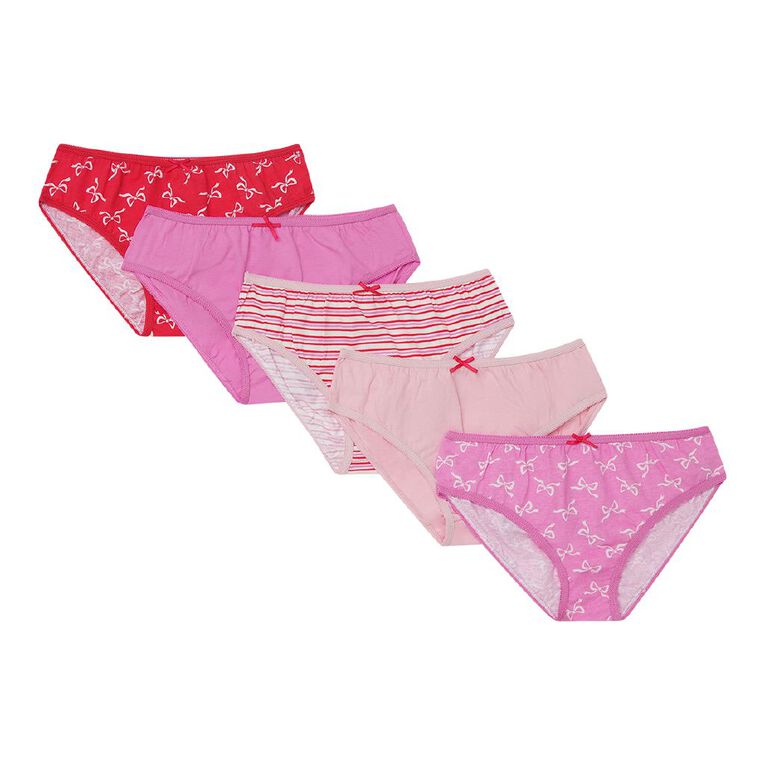 H&H Girls' Briefs 5 Pack, Red Mid, hi-res